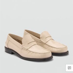 NWT Mango Cream 100% Leather Loafers